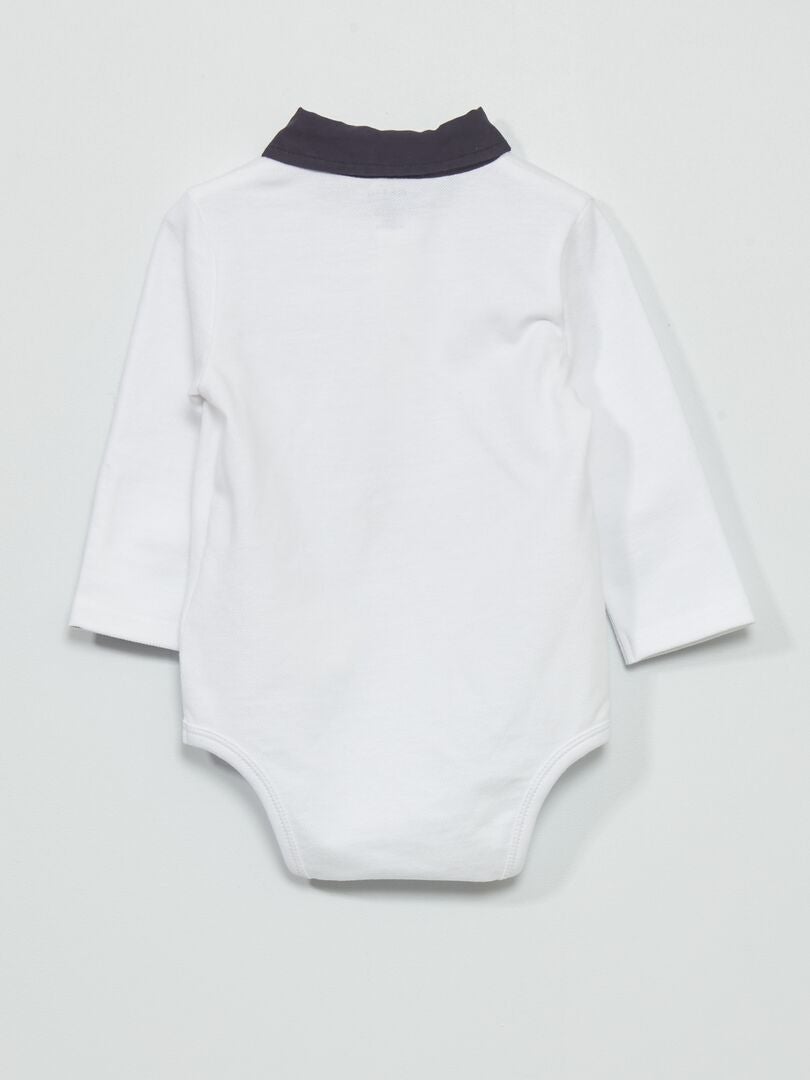 Body estilo polo de piqué - Blanco