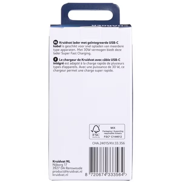 Kruidvat 30W USB-C punjač<br>1,25 m