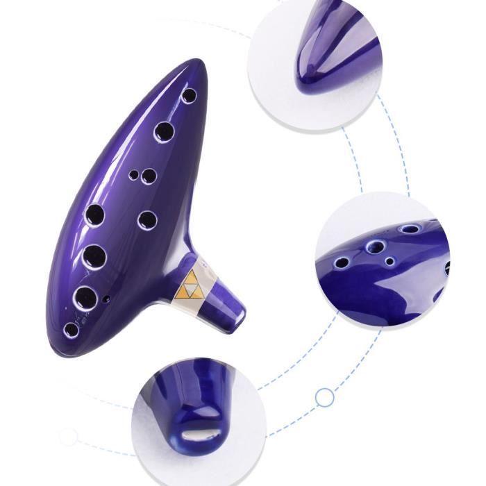 Ocarina - Leyenda de Zelda - Trifuerza - 12 agujeros - Cerámica - Instrumento musical