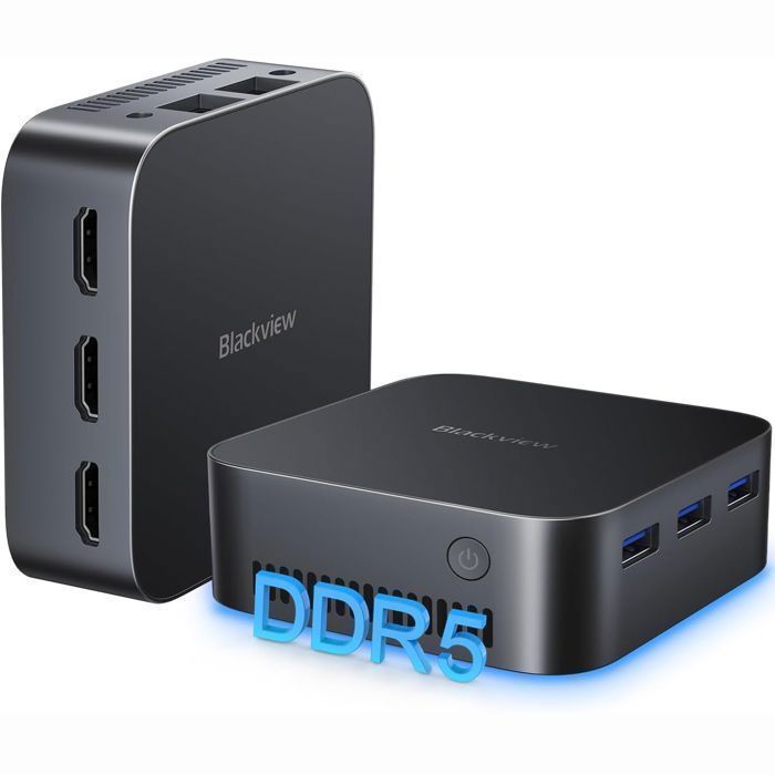 Blackview MP80 - Minitietokone - 16 Gt DDR5 - 512 Gt SSD - Windows 11 Pro - Intel N97 3,6 GHz - 4K HD - Kaksois-Wi-Fi - Gigabit Ethernet - HDMI