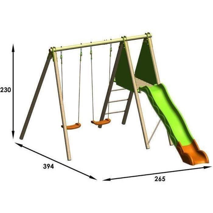 TRIGANO Techwood ARROBA Wooden Play Area with Metal Beam 2.30m - 4 Children
