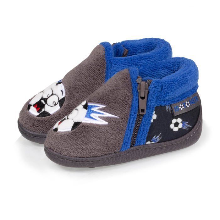 Pantuflas Isotoner para bebé niño con suela antideslizante, color gris.