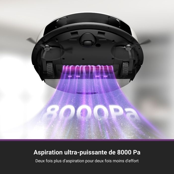 Eureka E20 Plus Gen2 Aspirateur Robot 8000 Pa avec Station sans Sac, Anti Enchevêtrement, Autonomie 180 Mins, Blanc