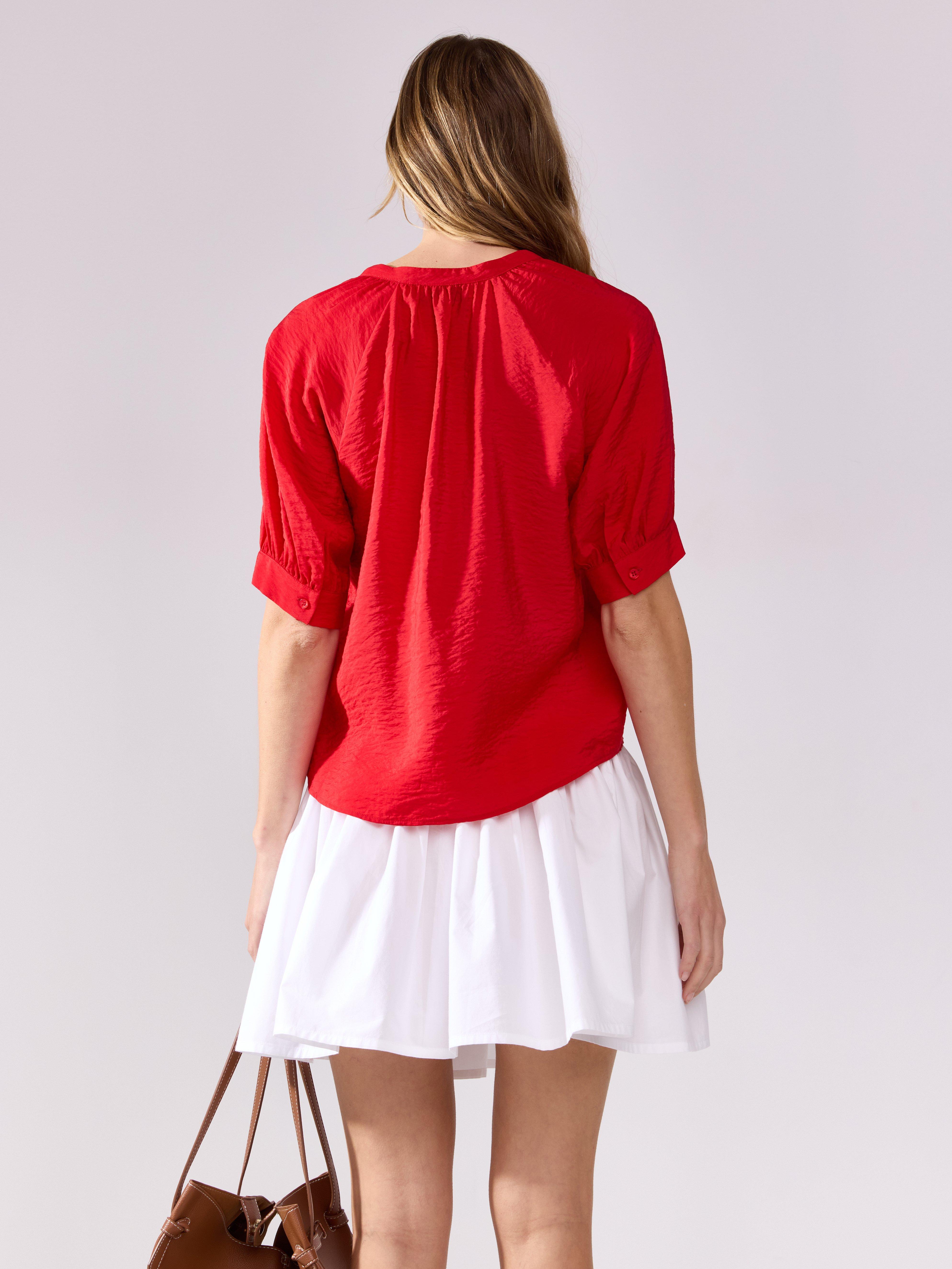 Blusa de manga corta roja