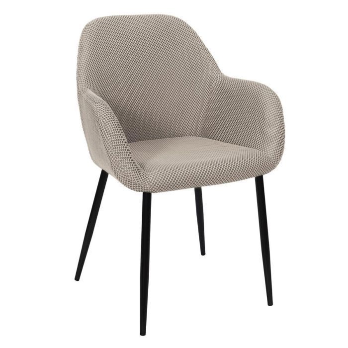 Lot de 2 fauteuils de table en tissu texturé maille 3D gris - ELECTRON