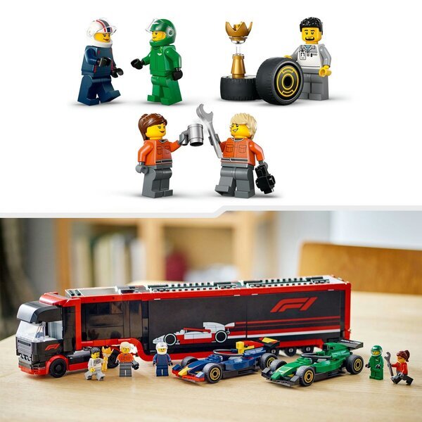 LEGO City 60445 F1 kamion sa RB20 i AMR24 F1 automobilima