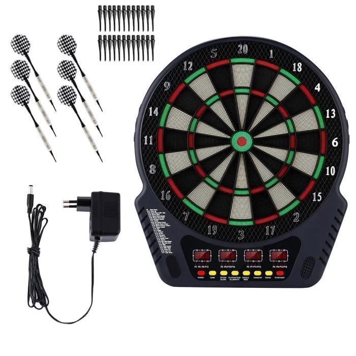 Alvo eletrônico de dardos - ELOKLEM - 4 telas de LED + 27 modos de jogo + 243 variações + 6 dardos - Para 1 a 16 jogadores