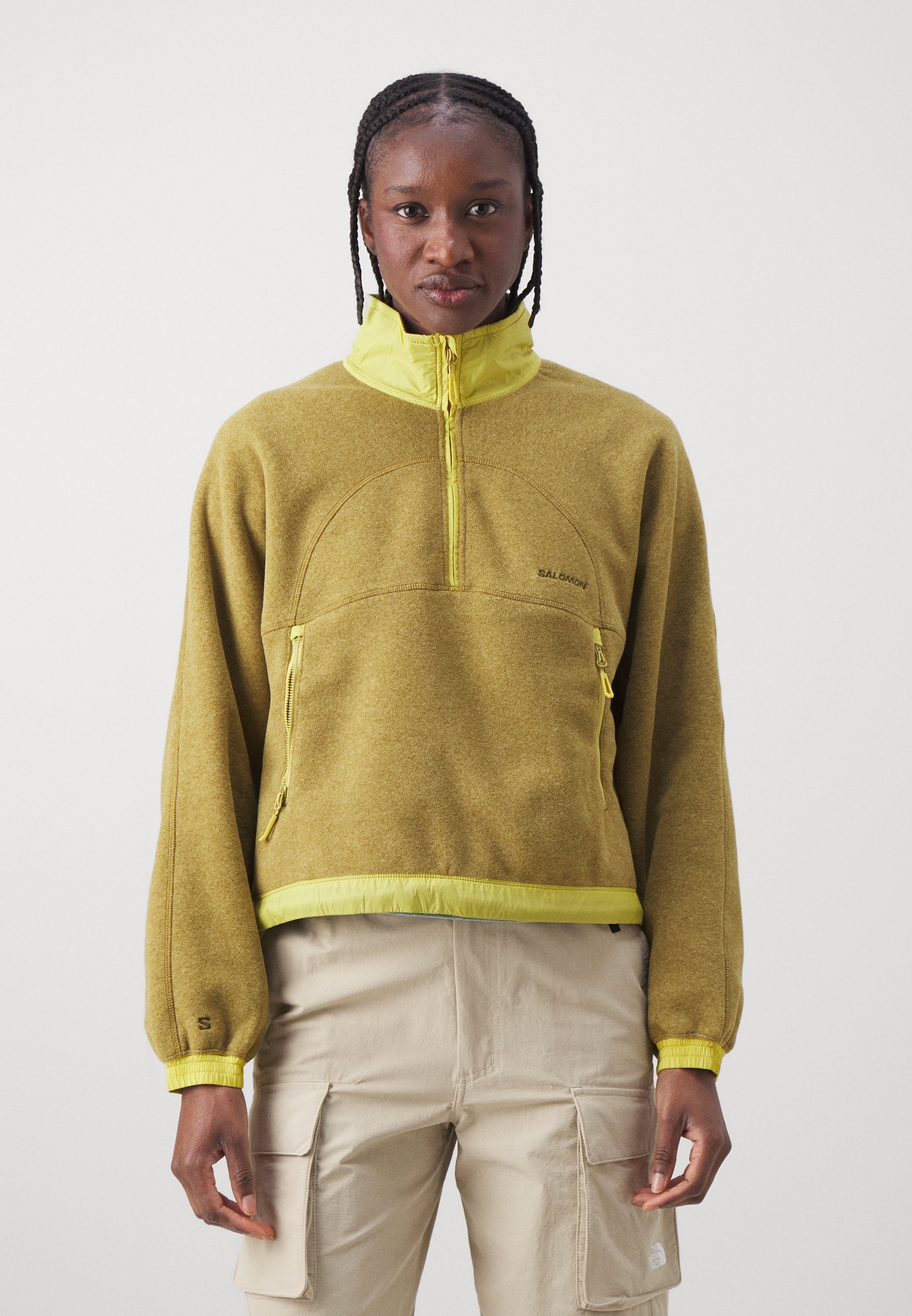 Salomon CHROMA CROP - Maglione in pile - verde oliva brillante/crescione
