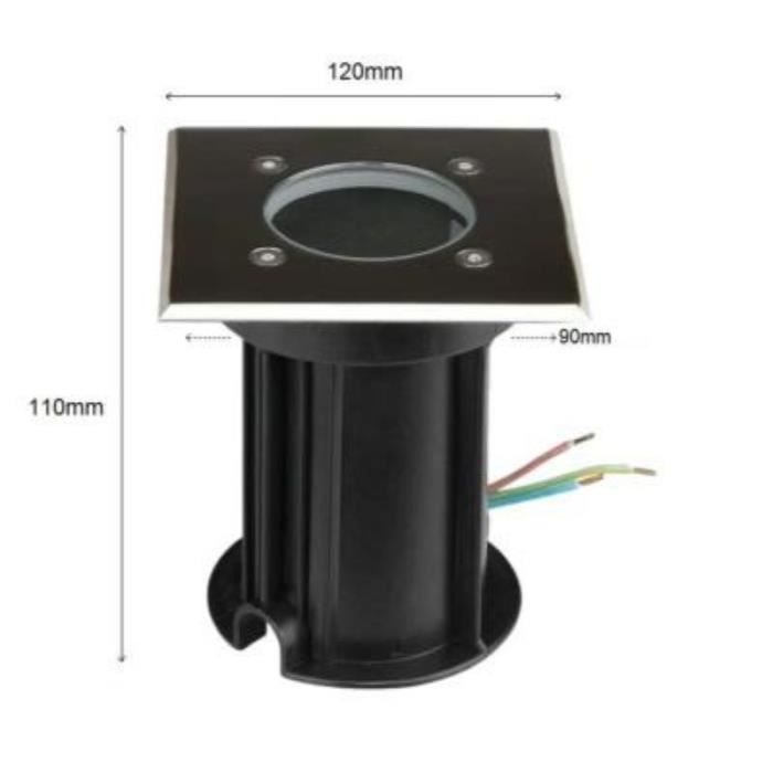 Foco LED cuadrado empotrable para exteriores IP65 para bombilla GU10 - Negro - SILUMEN