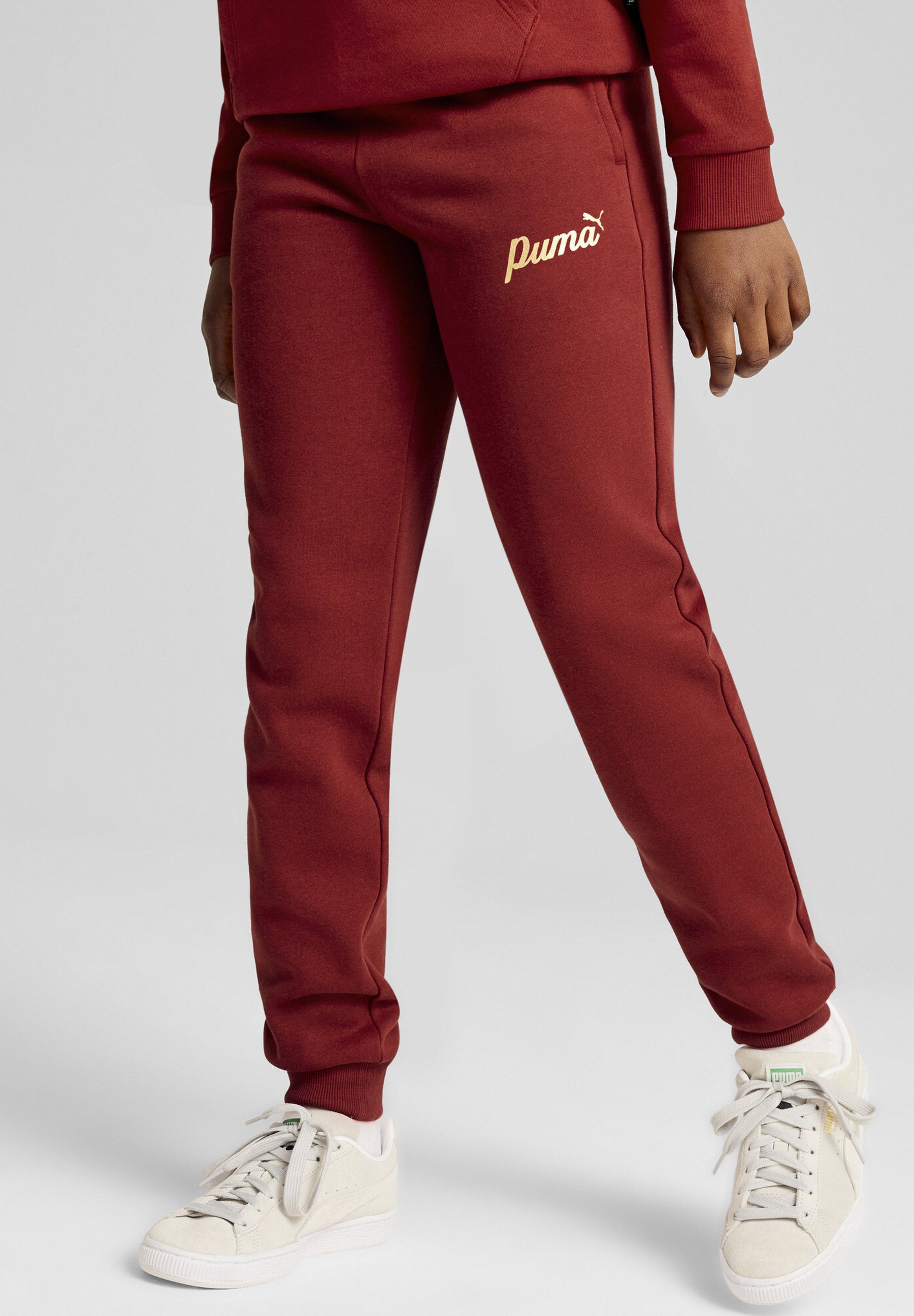 Pantaloni della tuta Puma SCRIPT - rosso intenso con lamina d'oro