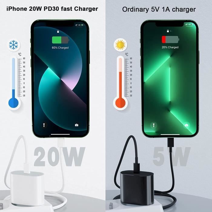 Carregador rápido para iPhone, carregador rápido USB-C de 20 W para iPhone com cabo de 1 m para iPhone, carregador rápido USB-C compatível com iPhone 13 12 [101]