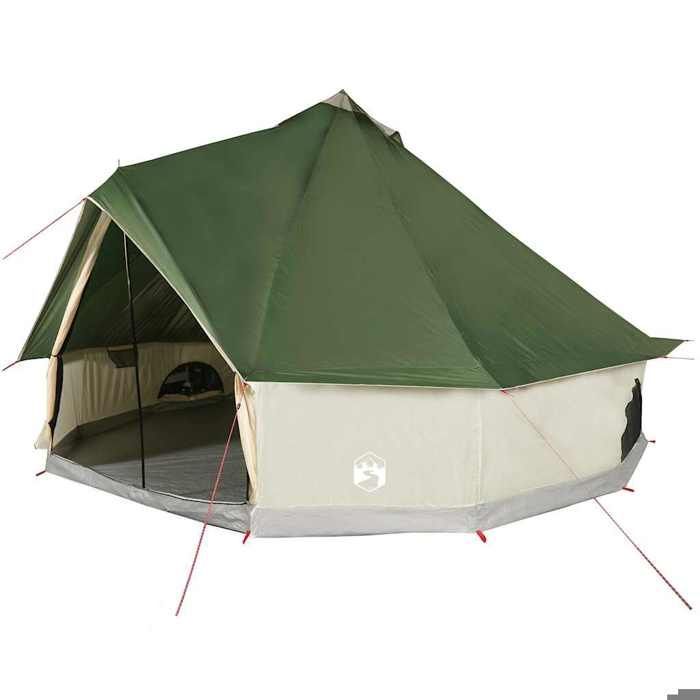 vidaXL Groene Waterdichte Tipi Familietent voor 10 personen, Tent, Tuintent, Buitenverblijf, Kampeertent, Schuilplaats 94594