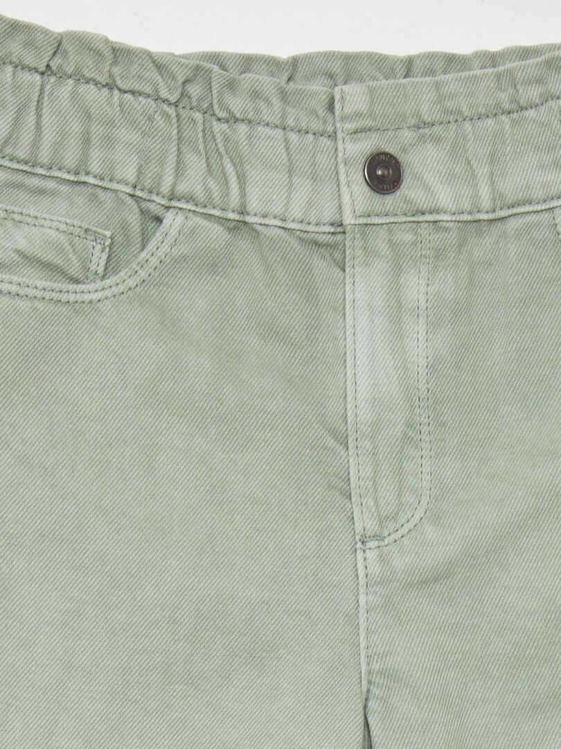 Calça jeans de cintura alta estilo paper bag - VERDE