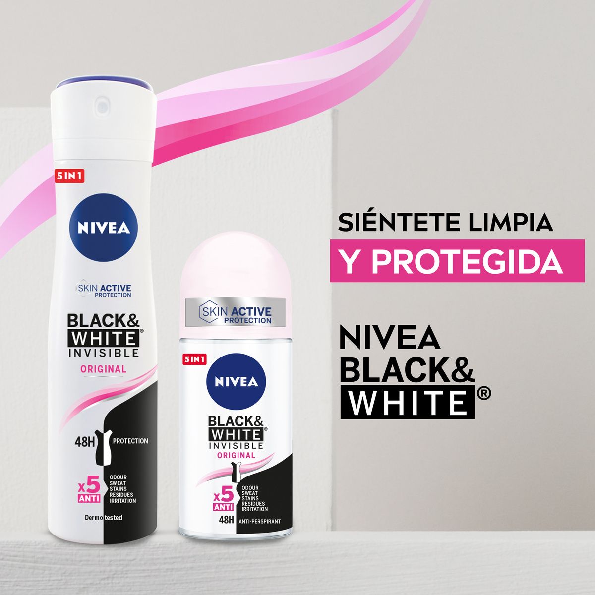 Nevidni dezodorant Black & White Roll-on Dezodoranti