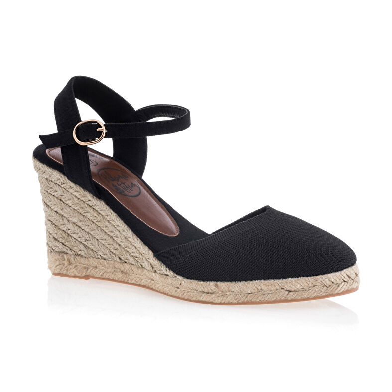 Zwarte espadrilles voor dames met touwzolen