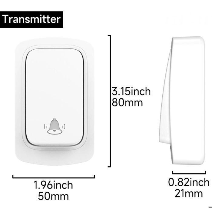 Sonnette sans fil auto-alimentée sans pile, portée 150 m, étanche IP44, 38 mélodies, volume réglable jusqu’à 110 dB