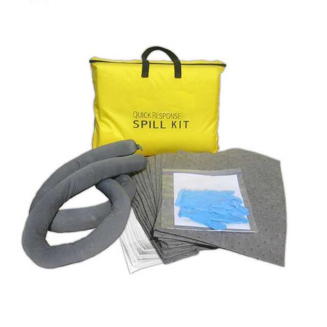 Laboratorio de control de contención de materiales peligrosos industriales, kits universales de emergencia para derrames de petróleo, líquidos y productos químicos absorbentes.