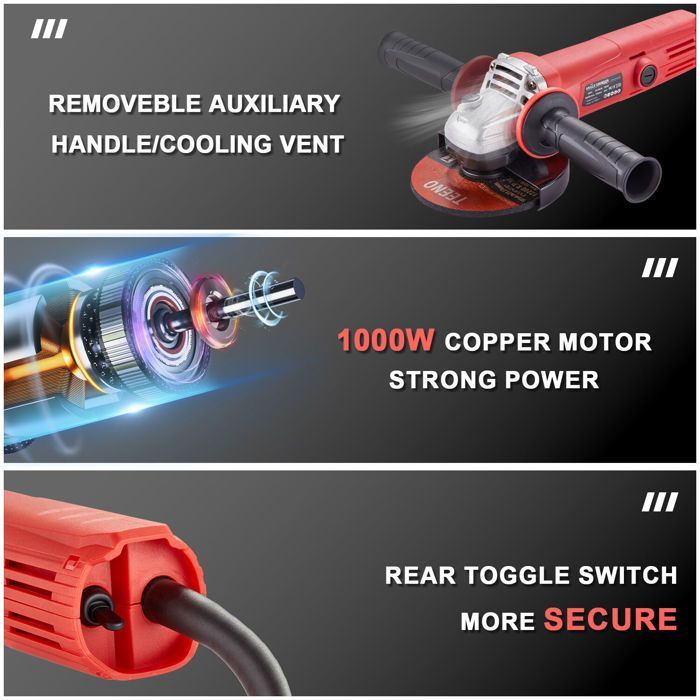 Angle Grinder - TEENO - Angle Grinder - 1000W - 125 mm - 12000 rpm