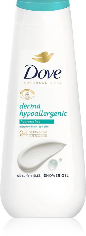 „Dove Advanced Care Derma“ hipoalerginis drėkinamasis dušo želė