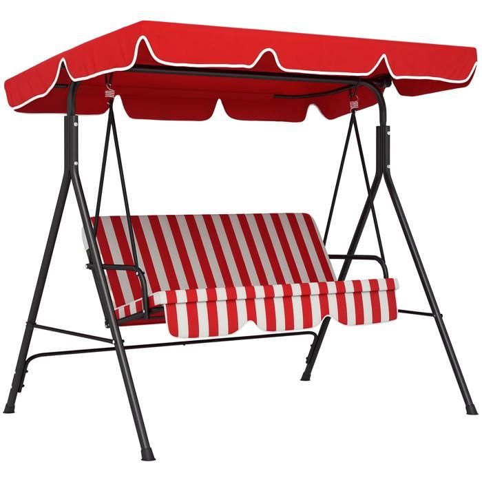 Columpio de jardín - Outsunny - 172x110x153cm - Acero - rojo