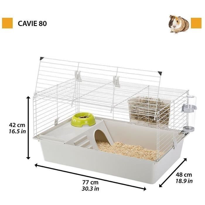 Jaula para roedores - Hámster 77 x 48 x 42 cm - FERPLAST - CAVIE 80X1 - 77 x 48 x 42 cm - Gris claro