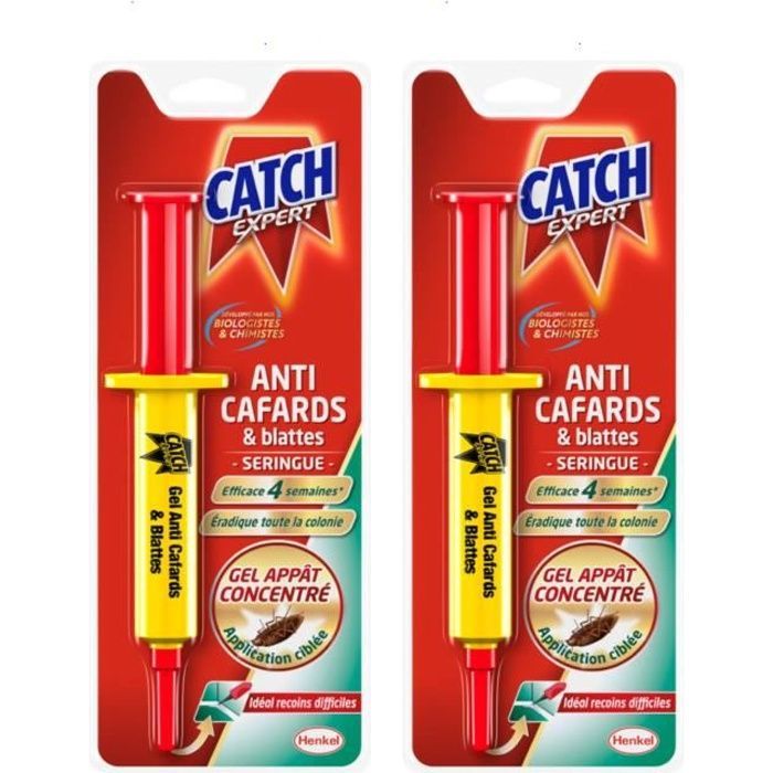 CATCH - Insecticide gel against cockroaches and roaches, 10g syringe (Pack of 2 syringes)