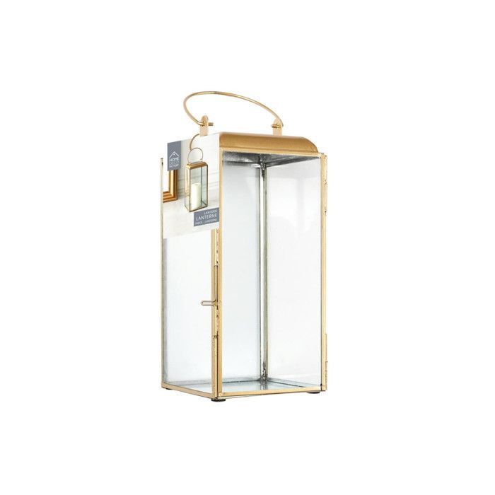 Lanterne - Home Deco Factory - Métal Doré - Verre - Or Et Transparent