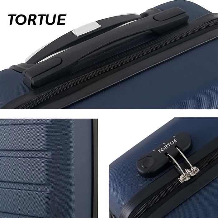 TURTLE - Set di 3 valigie 52cm-62cm-67cm - ABS - 4 ruote doppie - Serratura integrata - Blu navy