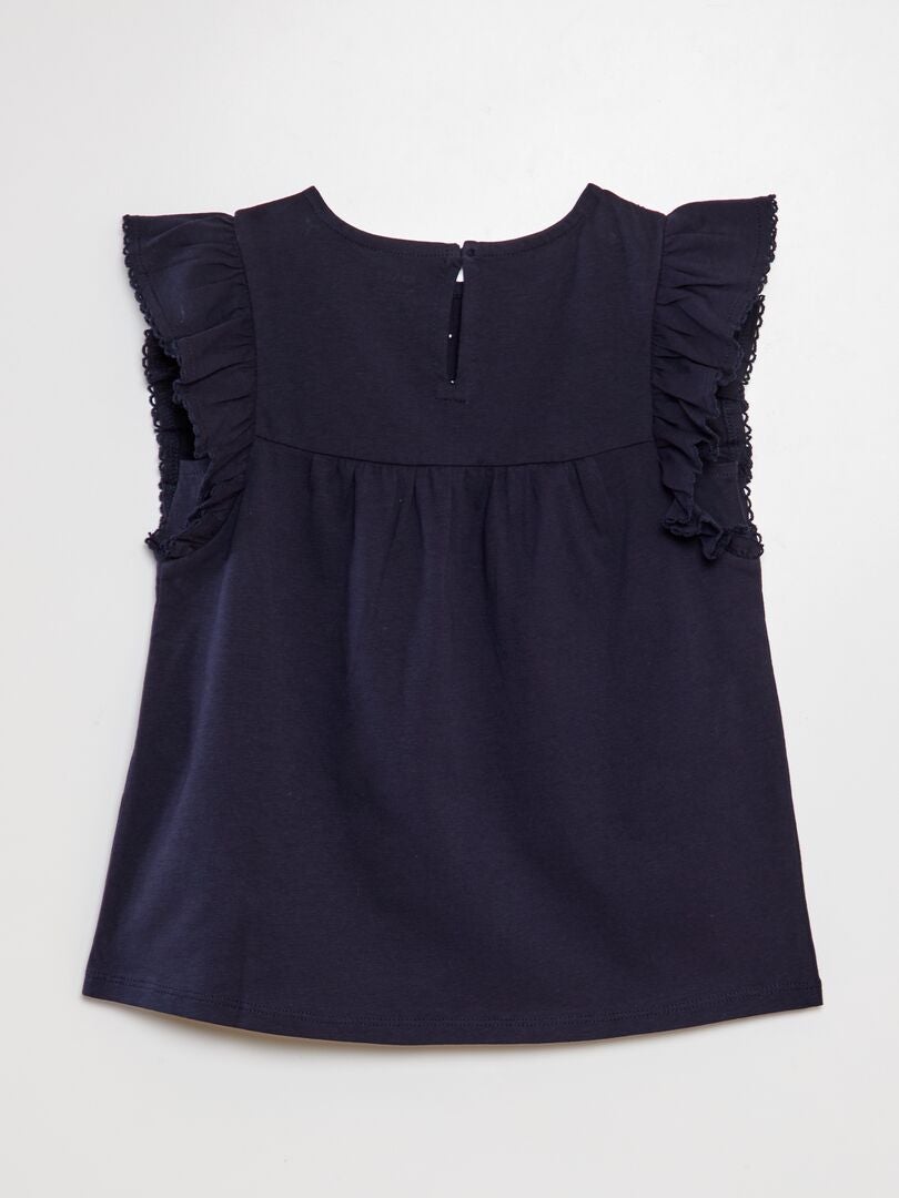 T-shirt met borduurwerk - BLAUW