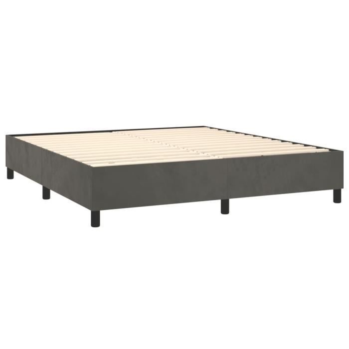 Base de cama de muelles ESTANK - CQ003 - Terciopelo gris oscuro - 180x200 cm - 2 plazas