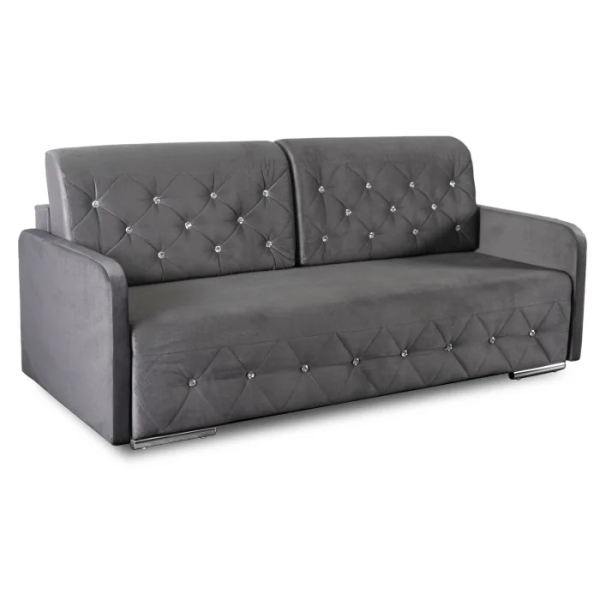 Sofa Rozkładana Kanapa Z Funkcją Spania Wersalka Glamour Szara VIVO