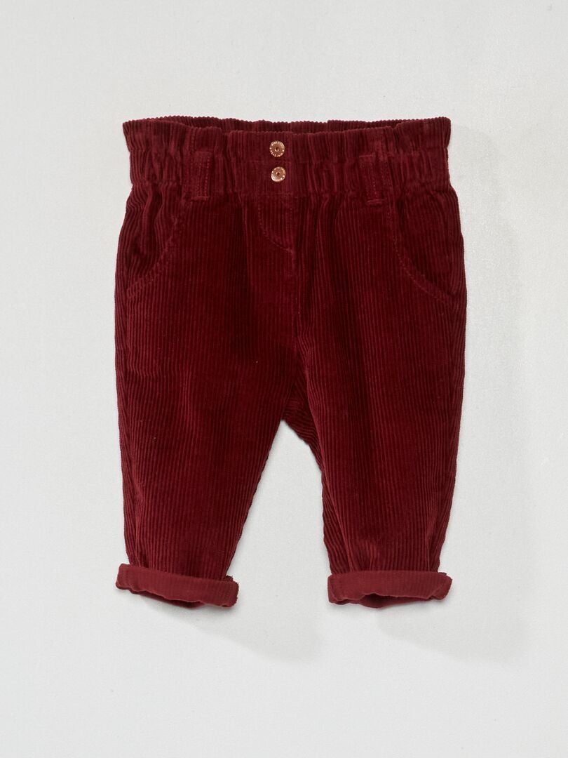 Corduroy paperbag broek - bruin