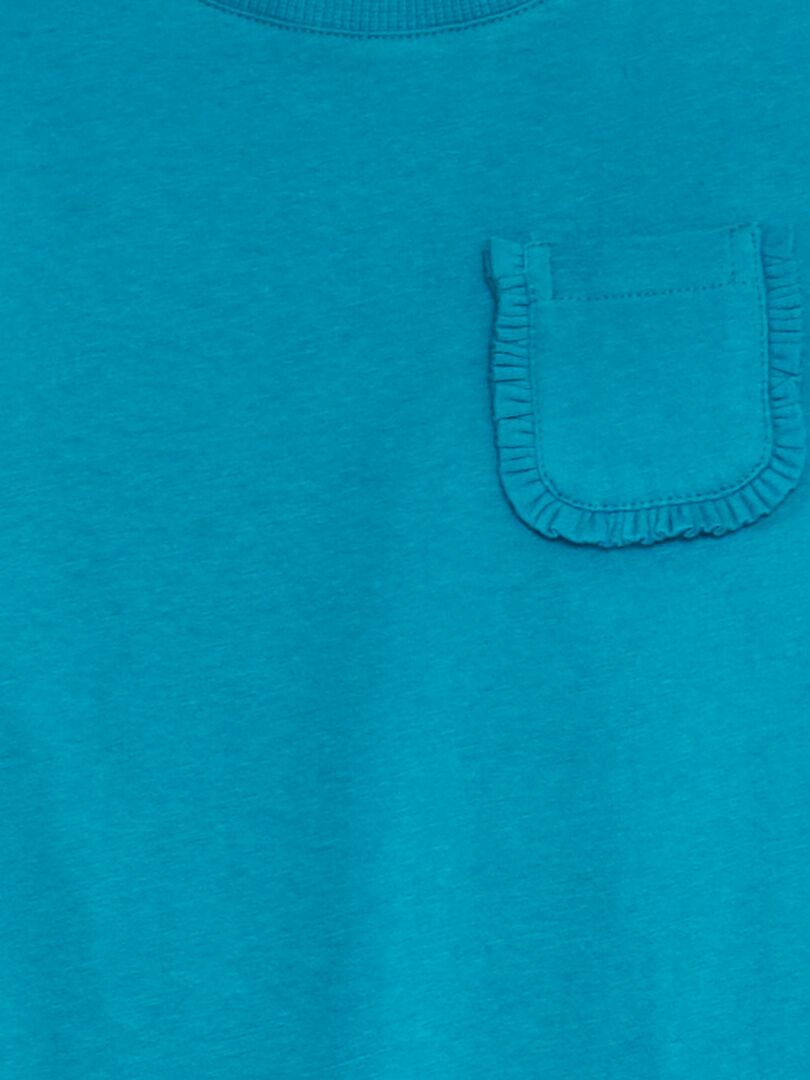 Effen T-shirt met zakje - BLAUW