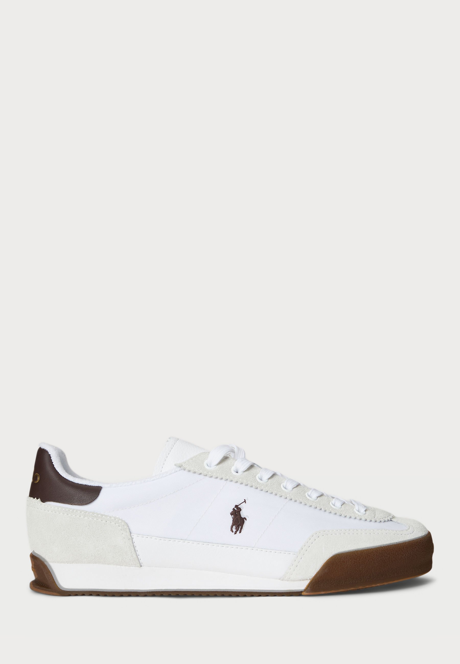 Polo Ralph Lauren HESTER SUÈDE & CANVAS SNEAKER UNISEX - Sneakers - wit/donkerbruin
