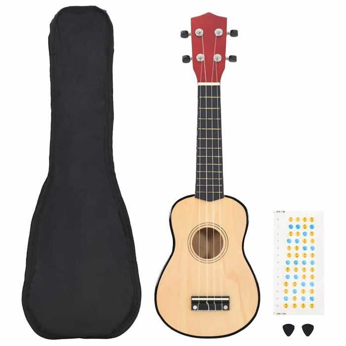 vidaXL Sopran-Ukulelen-Set mit Tasche für Kinder, helles Holz, 23 Zoll