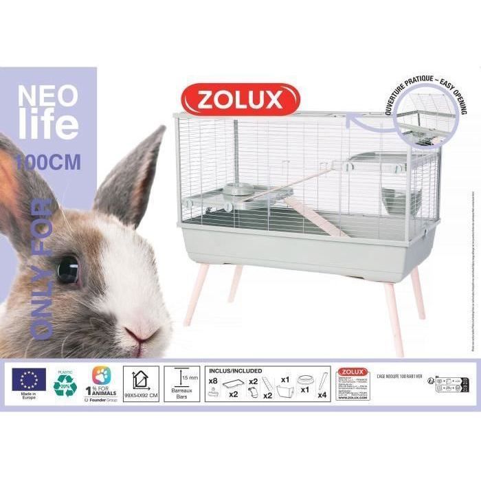 Jaula de alambre ZOLUX para conejos y roedores con patas, 2 niveles - L. 99 x An. 54 x Al. 92 cm - NeoLife - Zolux Verde