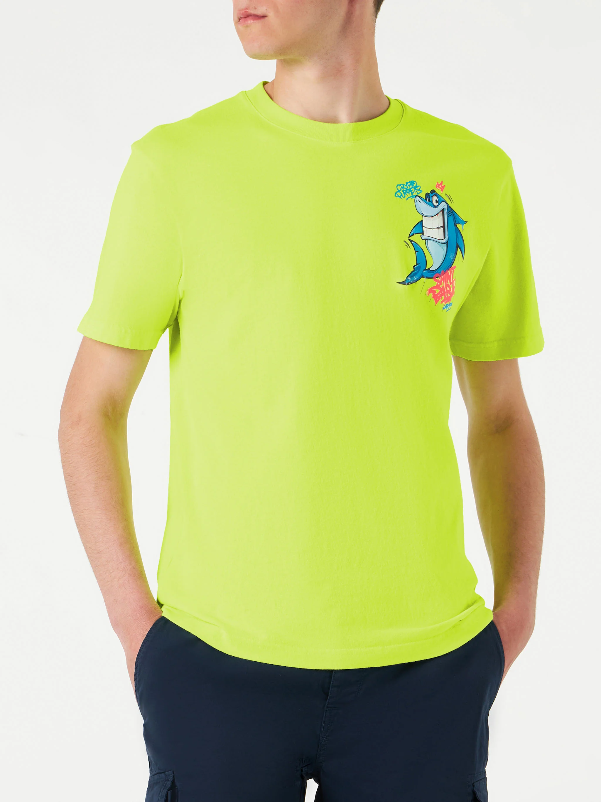 Herre-T-shirt med hajprint | CRYPTO PUPPETS® SPECIAL EDITION