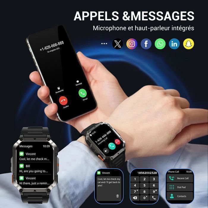 Blackview Montre Connectée Homme 900mAh Appel Bleutooth 2.01