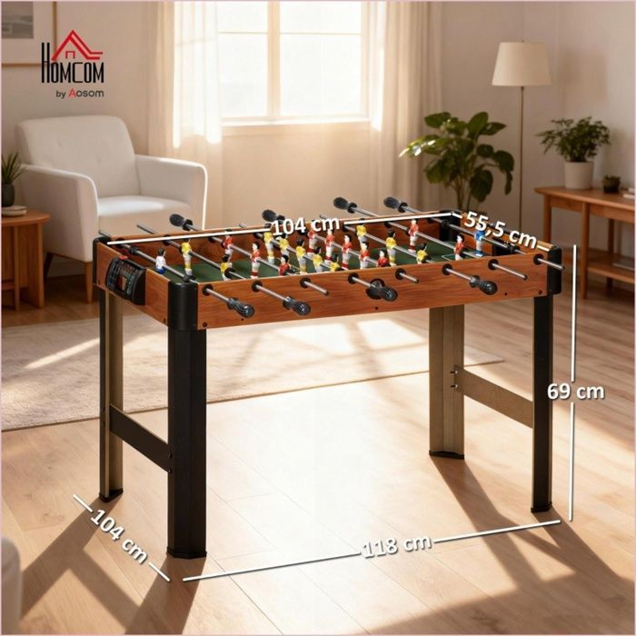 Table de Baby-Foot - Compteur de Points Intégré - Poignées Antidérapantes - Couleur Marron