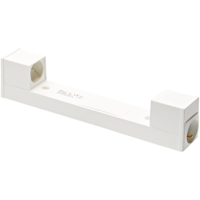 Aplique de pared para baño - blanco - con interruptor y toma de corriente bifásica con toma de tierra (sin tubo)