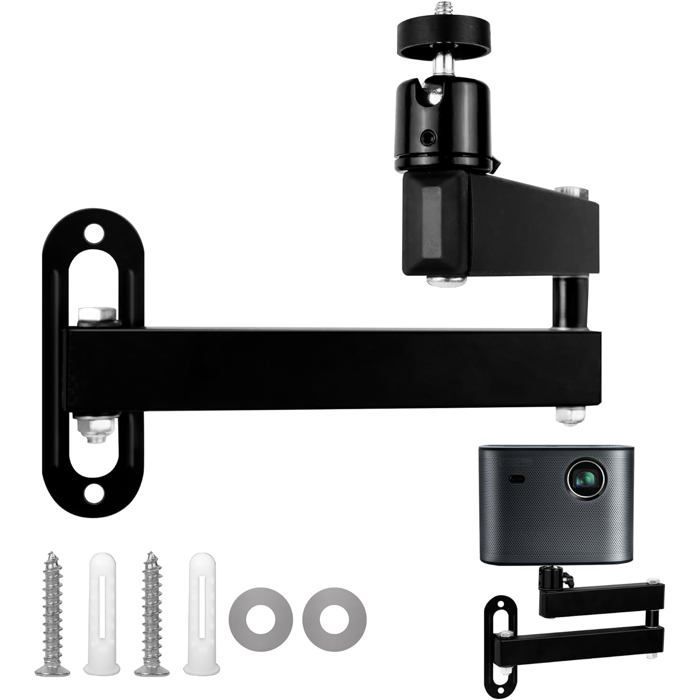 Soporte de pared para proyector - ZOKKO - Brazo articulado de 35 cm - Inclinación ajustable a 90° - Montaje invisible en la pared