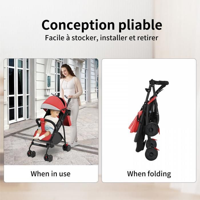 Carrinho de Bebê Compacto JEOBEST com Almofadas de Algodão, Mosquiteiros, Porta-Copos e Capota