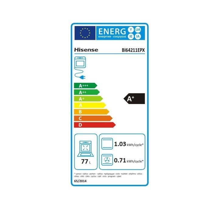 Horno empotrable Hisense de 77 L y 60 cm con limpieza pirolítica, acero inoxidable - BI64211EPX