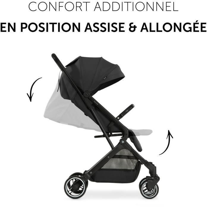HAUCK - Compact Stroller - TRAVEL N CARE - 4 Wheels - One-Hand Fold - Black