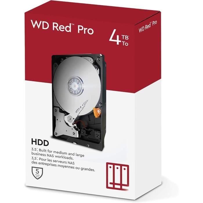 Disque Dur Interne NAS - WESTERN DIGITAL - WD Red Pro - 4 To - 7200 TR/Min - SATA 6 Go/s