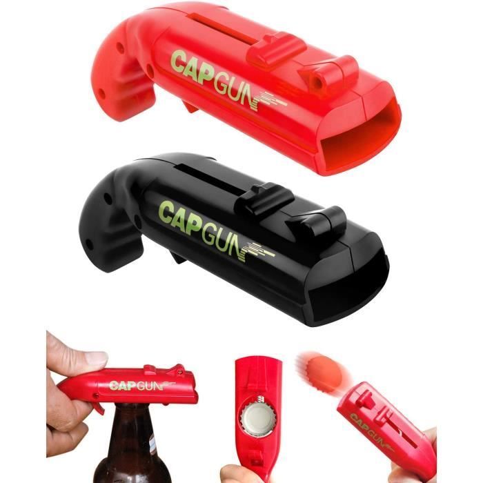 2 abridores de botellas de cerveza con forma de pistola, abridor de latas de juguete con forma de pistola para fiestas y bares.