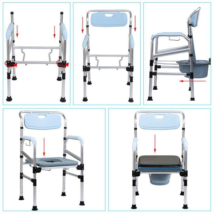 Silla inodoro para mujeres embarazadas, silla de baño, silla de ducha móvil para personas mayores, antideslizante, ajustable, estable y segura.