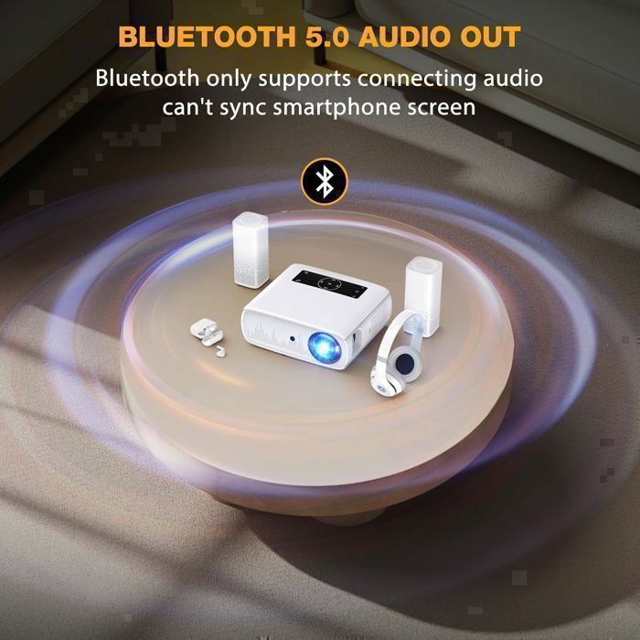 Video Projector, WiFi 5G Bluetooth Video Projector, 25000 Lux Native 1080P Full HD 4K Supported Retro Projector, 350
