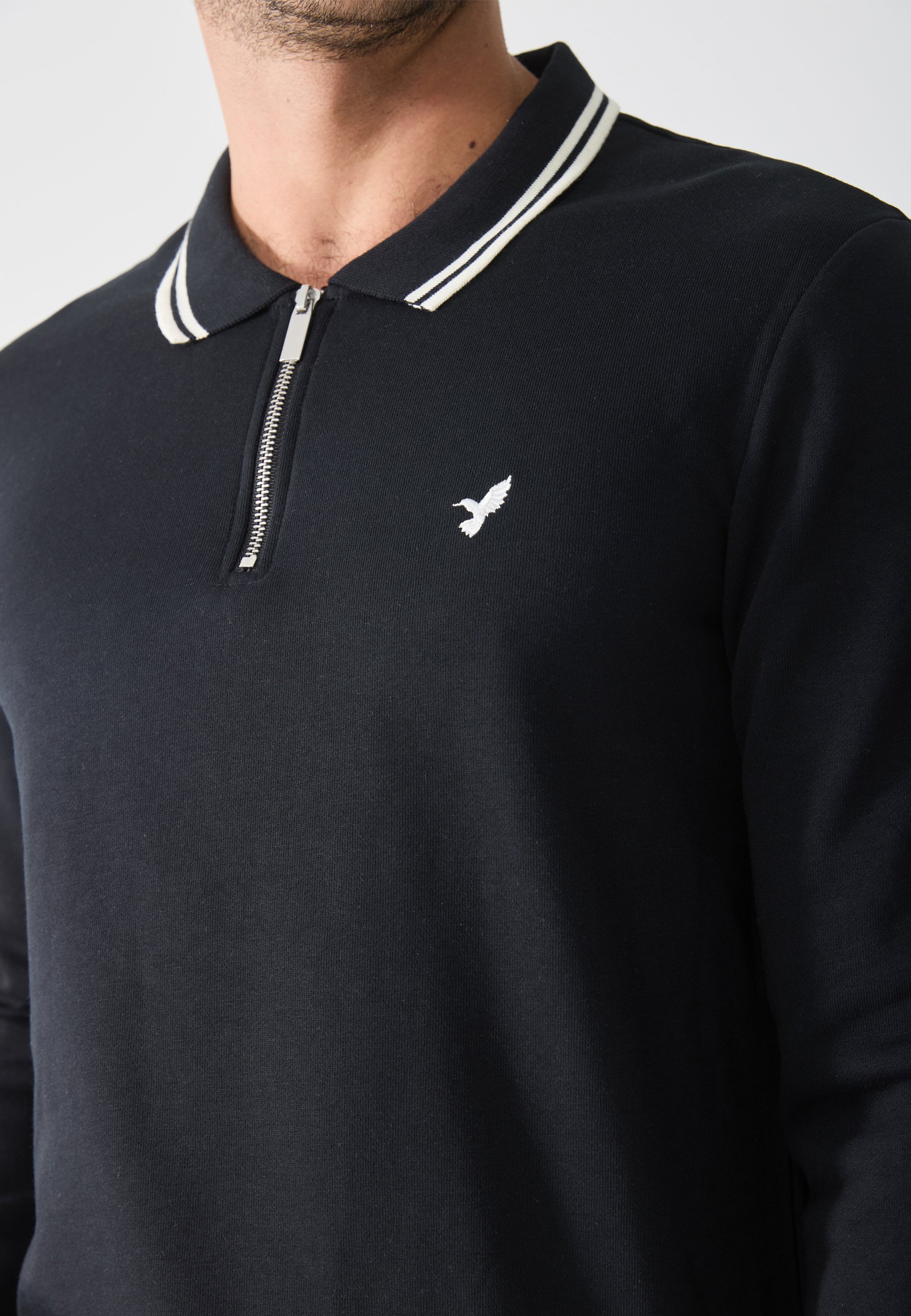 Polo zippé Pier One SWEAT - Noir véritable