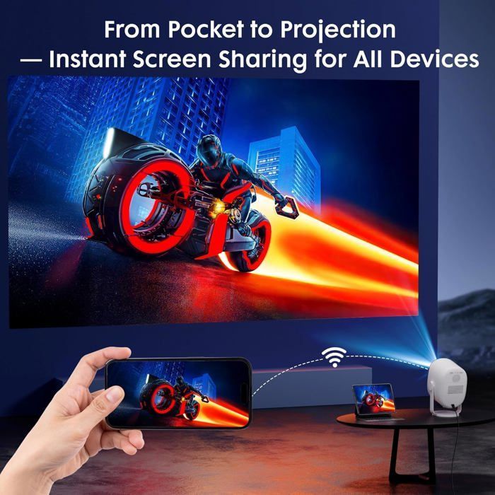Mini Vidéoprojecteur[Support Réglable À 360°] H1 Projecteur Portable 500Ansi, Keystone Automatique Et Mise Au Point Électr[XV167]